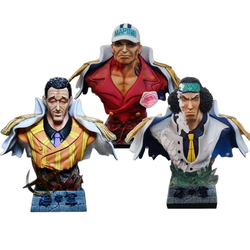 16cm One Piece Figure Three Admirals of The Navy Sakazuki Kuzan Borsalino Action Figure Bust Portrait PVC Collection Model Toys