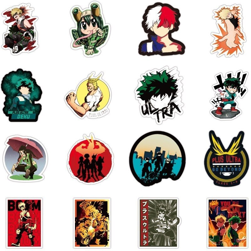 100pcs My Hero Academia Stickers Classic Japan Anime Sticker Modern Popular Laptop Luggage Car Skateboard Phone Decal