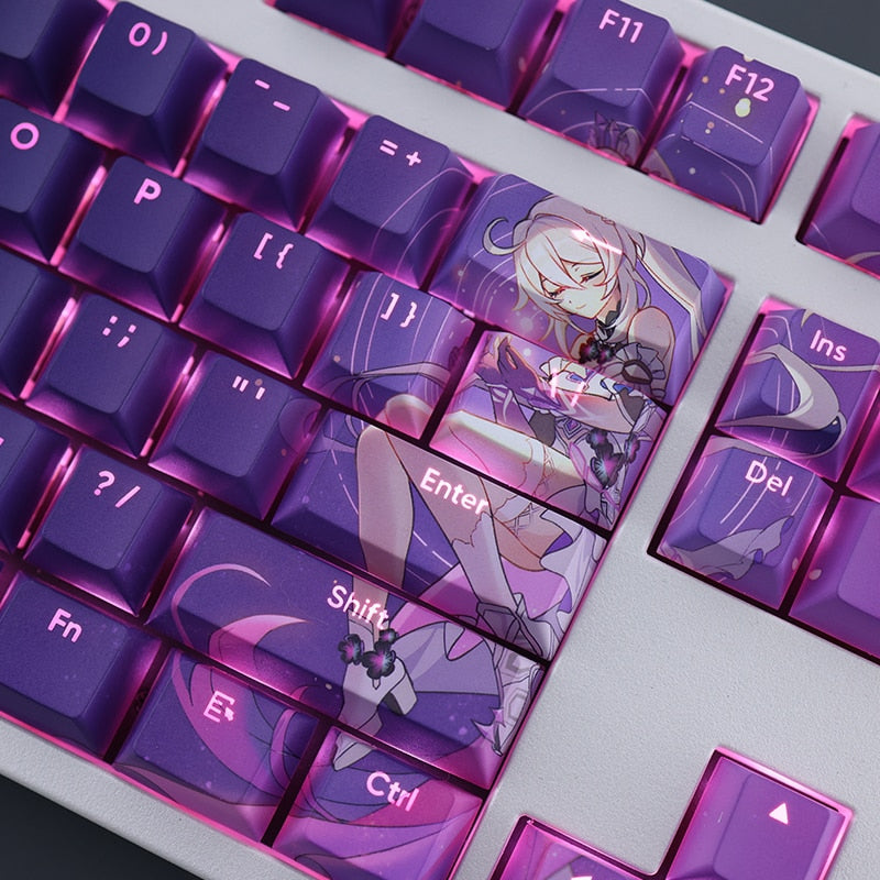 108 Keys/set Honkai Impact 3 Kiana Kaslana Herrscher of Finality Keycap PBT Dye Sub Backlit Keycaps Anime Gaming Key Caps