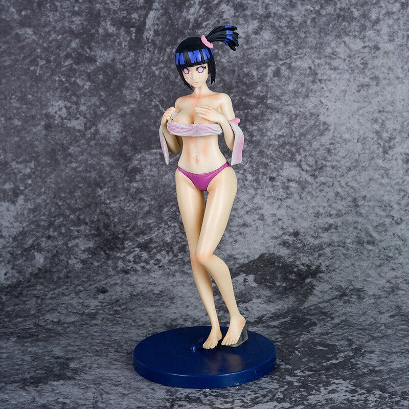 24cm Anime Naruto Action Figure Hyuuga Hinata Bathhouse Towel Swimsuit Sexy Girl Figurine PVC Collectible Model Toy Kid Gift