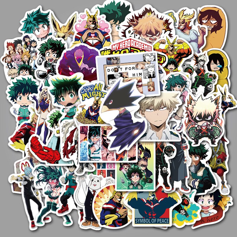 50pcs My Hero Academia Stickers Suitcase Laptop Skateboard Izuku Midoriya Might Boku No Hero Academia Anime Character Decals