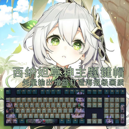 108 Keys/set 5 Sides PBT Dye Subbed Keycaps Cartoon Anime Gaming Key Caps OEM Profile Backlit Keycap For Genshin Impact Nahida