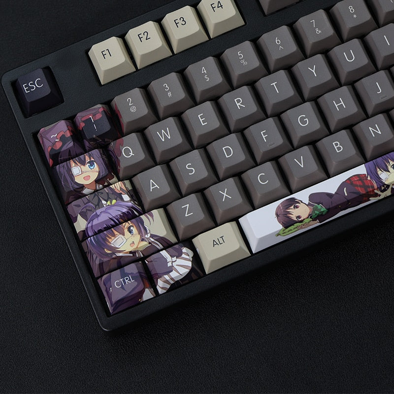 108 Keys/set 5 Sides PBT Dye Subbed Keycaps Cartoon Anime Gaming Key Caps Takanashi Rikka Keycap For Chunibyo Other Delusions