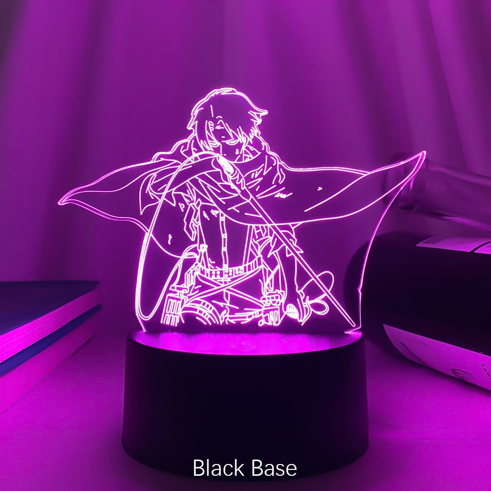 Attack On Titans LED Lamp Levi Ackerman 3D Anime Night Light Bedroom Decor Kid Lampe Home Decoration Lampara De Noche Dormitorio