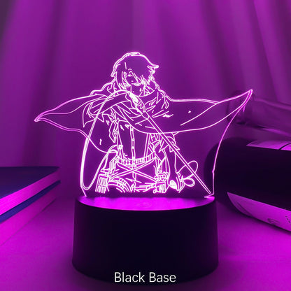 Attack On Titans LED Lamp Levi Ackerman 3D Anime Night Light Bedroom Decor Kid Lampe Home Decoration Lampara De Noche Dormitorio