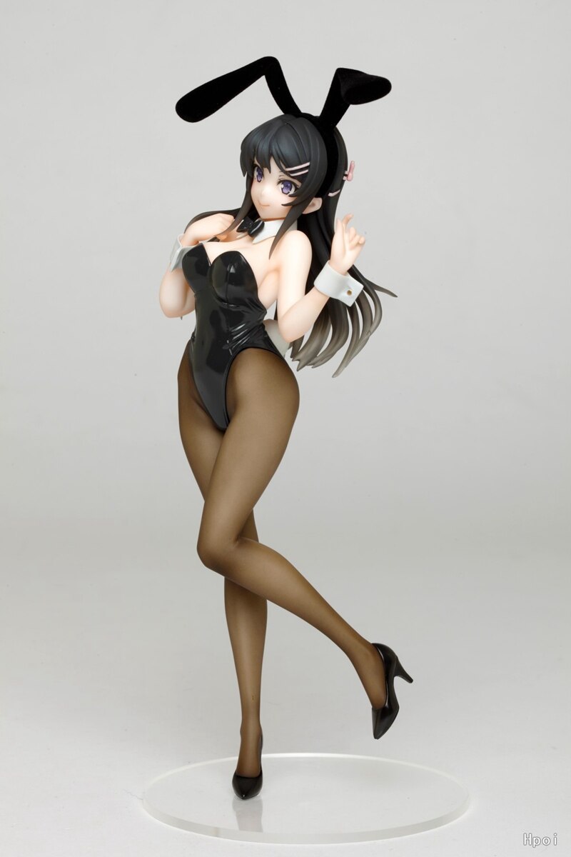 Anime Sakurajima Mai Figure 20CM PVC Sexy Bunny Girl Black Silk Model Toy Standing Doll Gift Collect Ornaments