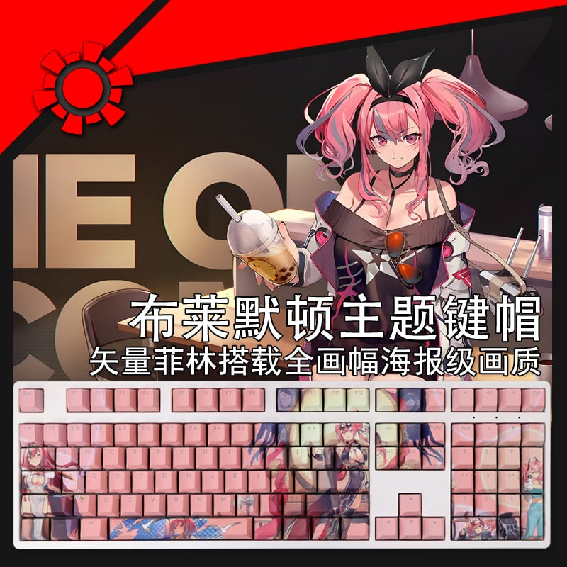 108 Keys/set Azur Lane USS Bremerton Keycap PBT Dye Sub Backlit Keycaps Anime Gaming Key Caps For ANSI 61 87 104 108 Keyboards