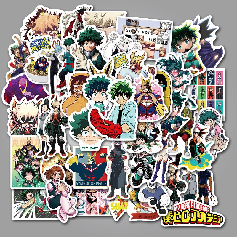 50pcs My Hero Academia Stickers Suitcase Laptop Skateboard Izuku Midoriya Might Boku No Hero Academia Anime Character Decals