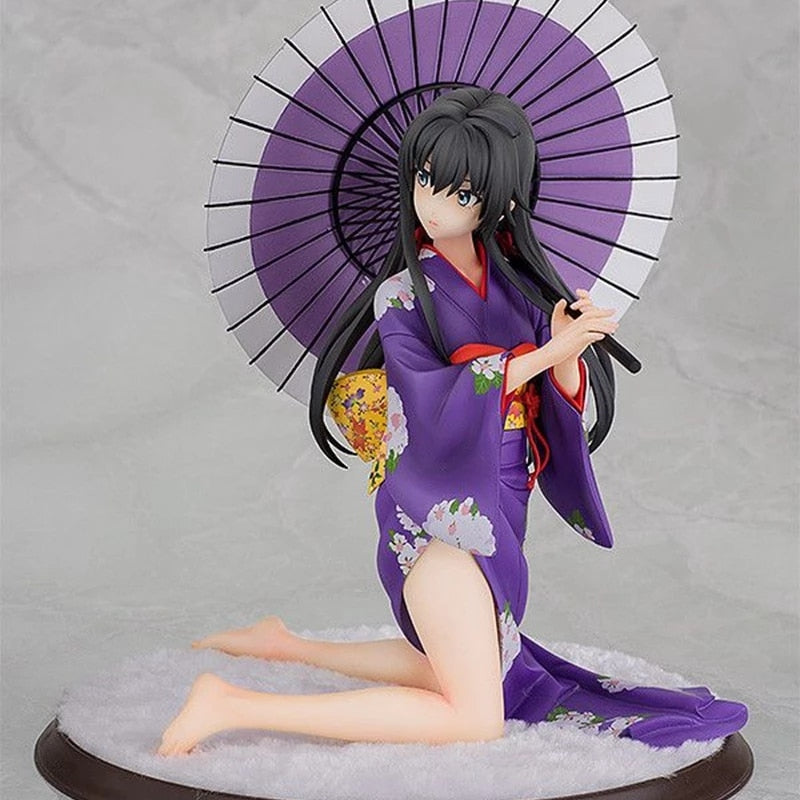 12CM Amine Figure Yukinoshita Yukino Sexy Purple Kimono Kneeling Model Dolls Toy Gift Collect Boxed Ornaments PVC Material