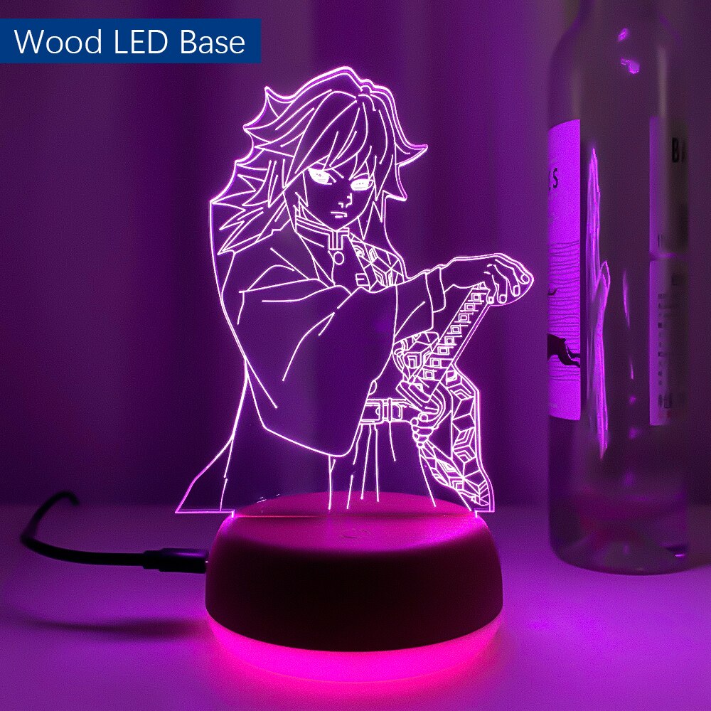 Led Light Anime Demon Slayer Giyu Tomioka for Child Bedroom Decor Lighting Birthday Gift Manga 3d Night Lamp Kimetsu No Yaiba