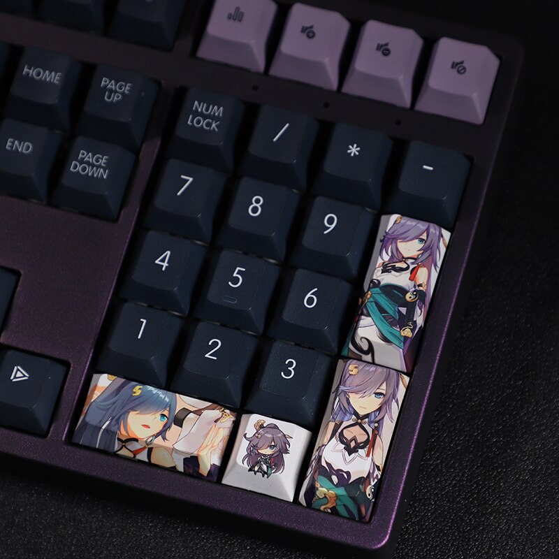 108 Keys/set PBT Dye Subbed Keycaps Cartoon Anime Gaming Key Caps Honkai Impact 3 Fu Hua Keycap For ANSI Layout Cherry Profile