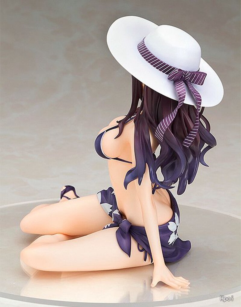 15cm Anime Figure Kasumigaoka Utaha PVC Beach Sexy Swimsuit Apron Bikini Model Toys Desktop Collection Ornaments Gift