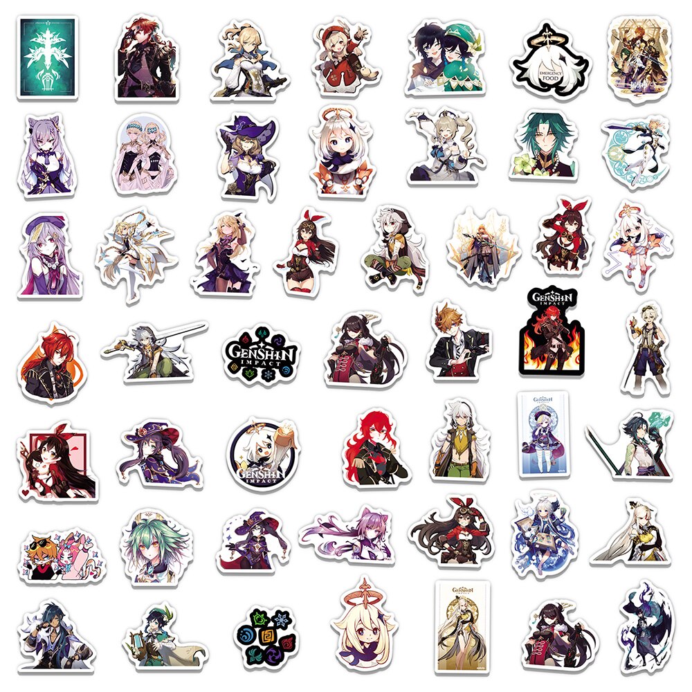 10/30/50pcs Game Genshin Impact Stickers Anime Decorative Phone Case Laptop Stationery Waterproof Kawaii Cartoon Kid Sticker Toy