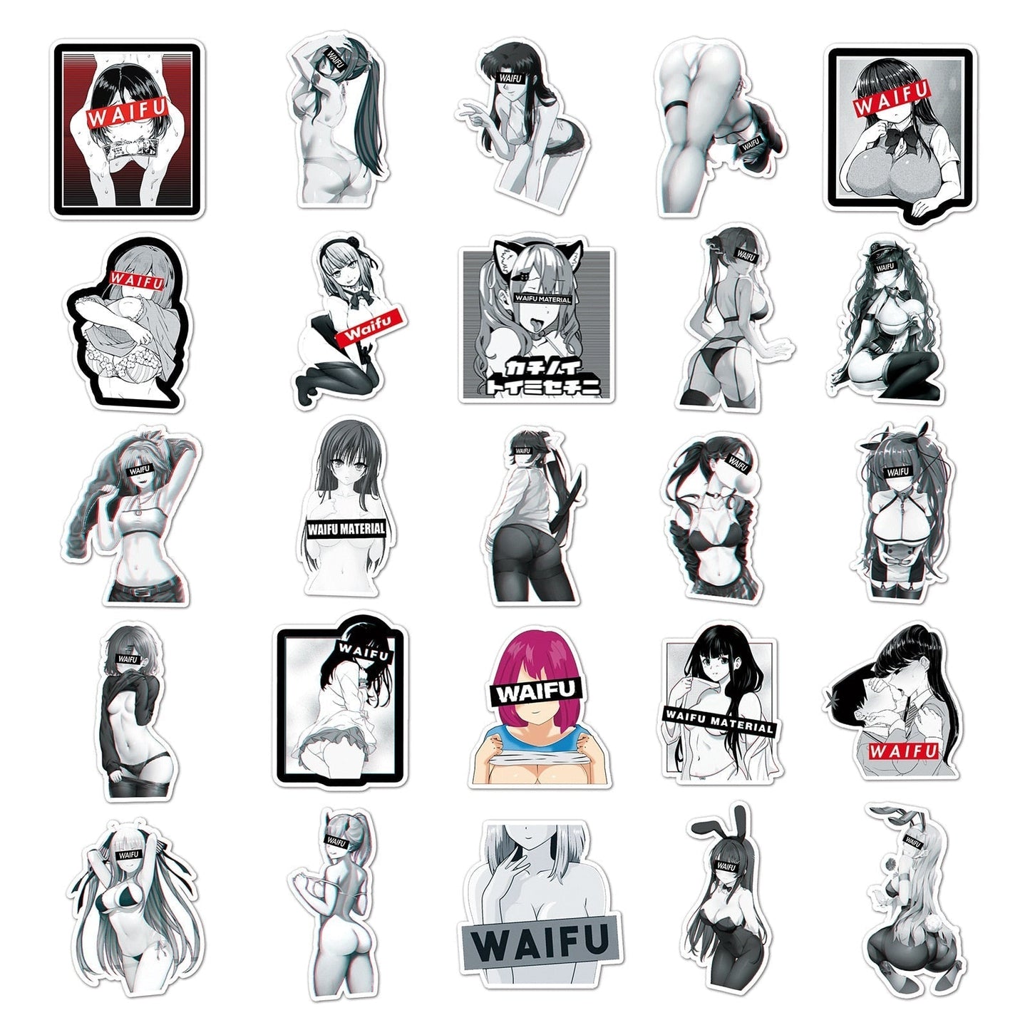 100pcs Lewd anime Decal Stickers | beauty girl Waifu stickers Decal Stickers | For  suitcase laptop Car Truck Waterproof Car stickers