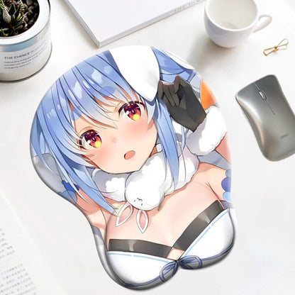 Hololive Oppai Wrist Rest Mouse Pad Cute usada pekora Anime 3D Silicone Gel Boob Mousepad Breast Gaming Big Breast Desk Mat