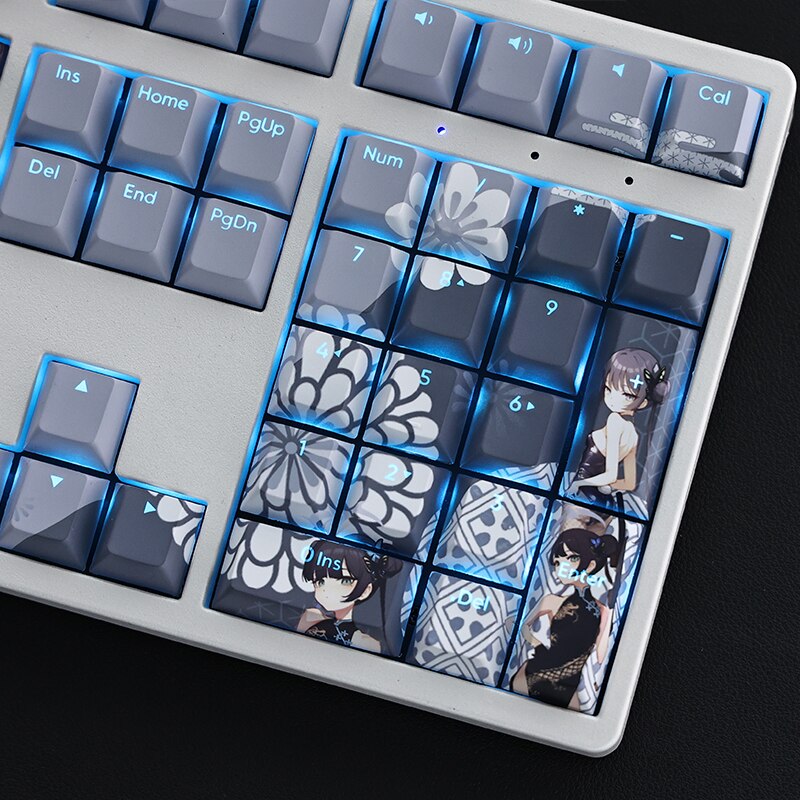 108 Keys/set Blue Archive Kisaki Backlik Keycap PBT 5 Sides Dye Subbed Keycaps Cartoon Anime Gaming Key Caps For ANSI Layout