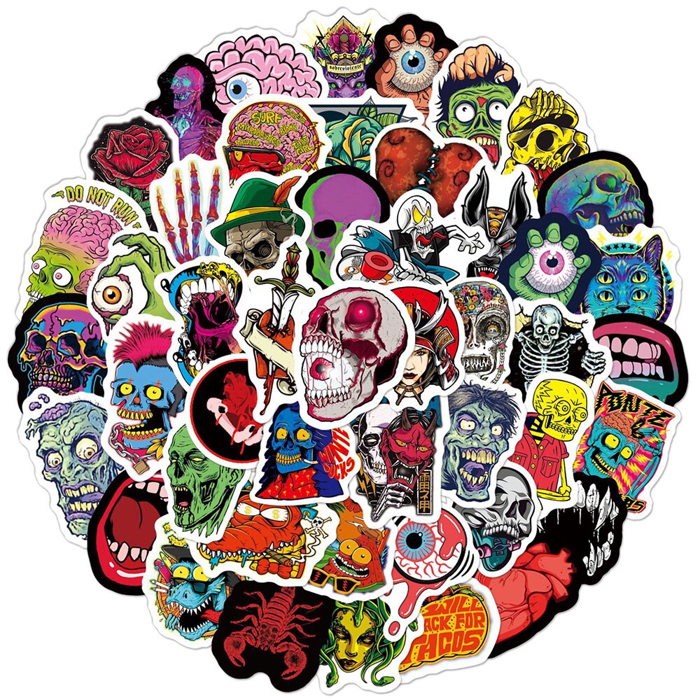 10/30/50/100PCS Horror Series Skull Eyeball Cartoon Sticker DIY Snowboard Laptop Luggage Cartoon Graffiti Decals Sticker