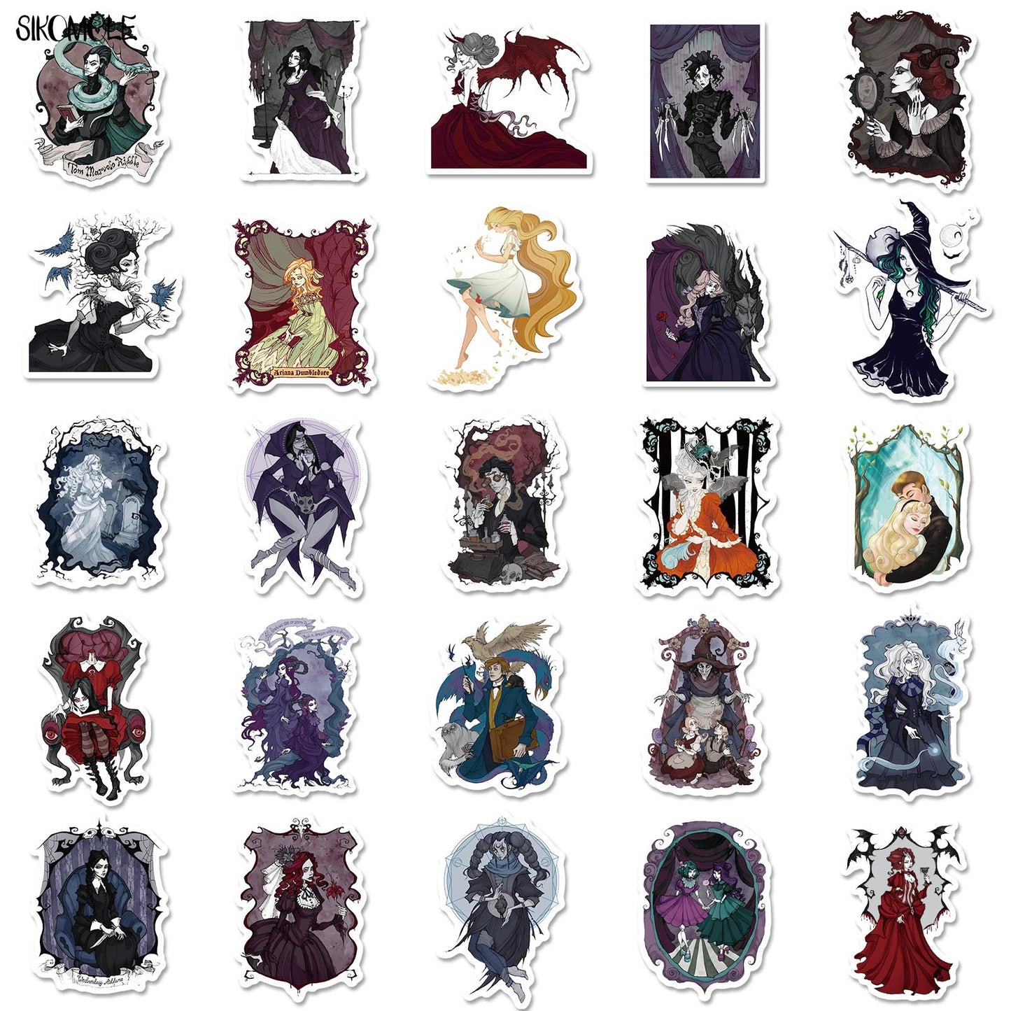 10/30/50/100PCS Cartoon Black Fairy Tale Princess Stickers DIY Toy Skateboard Motor Laptop Snowboard Decals Graffiti Sticker F5