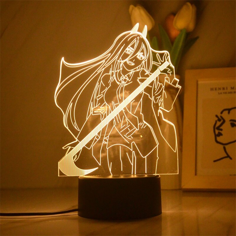 Anime Chainsaw Man Aki Hayakawa Led Night Lamp for Bedroom Decor Kids Birthday Gift Manga Chainsaw Man 3D Table lamp Bedside