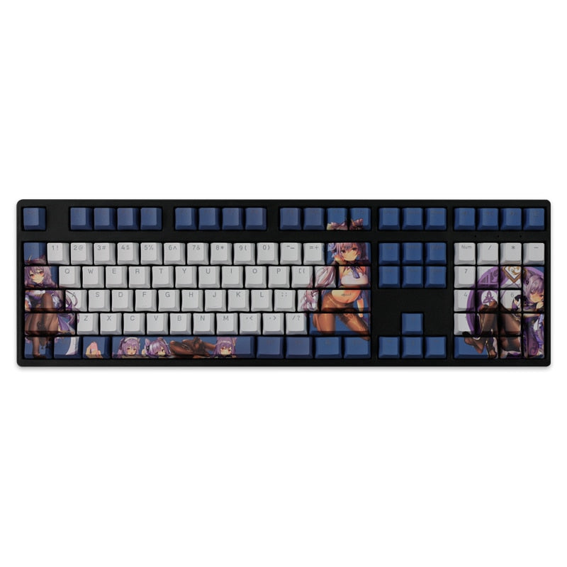 108 Keys PBT Dye Subbed Keycaps 2 Dimensional Cartoon Anime Gaming Key Caps OEM Profile Backlit Keycap For Genshin Impact Keqing