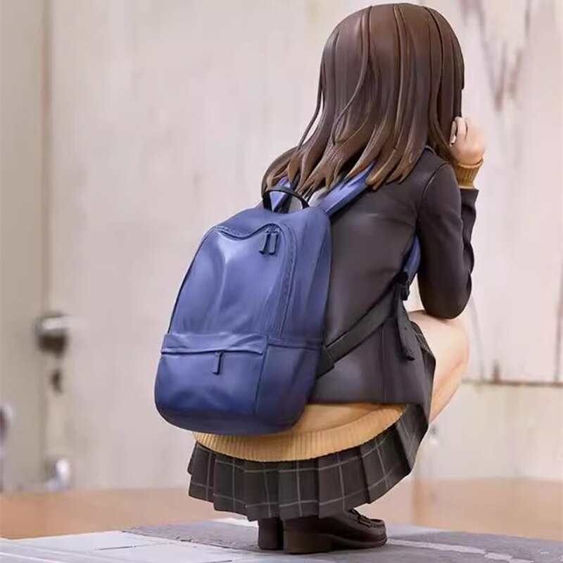 Anime Hige Wo Soru. Soshite Joshikousei Wo Hirou Figure School Uniform Knapsack Ogiwara Sayu Squatting Action Figure Model Toys