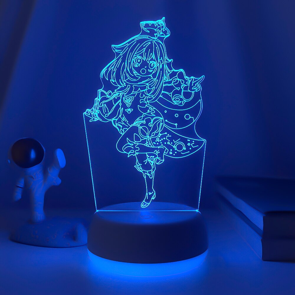 New Genshin Impact Night Light 3D Illusion Lamps Hutao Hot Game Light for Bedroom Decor LED Lights Atmosphere Bedside Kids Gifts