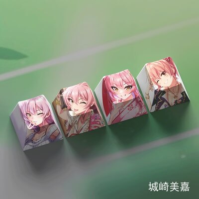 4 Keys/set THE IDOLMASTER Keycaps PBT Dye Sublimation Key Caps For MX Switches Cherry Profile Anime Cartoon Keycap