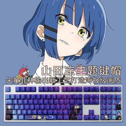 108 Keys PBT Dye Subbed Keycaps Cartoon Anime Gaming Key Caps BOCCHI THE ROCK Yamada Ryo Backlit Keycap For ANSI Layout