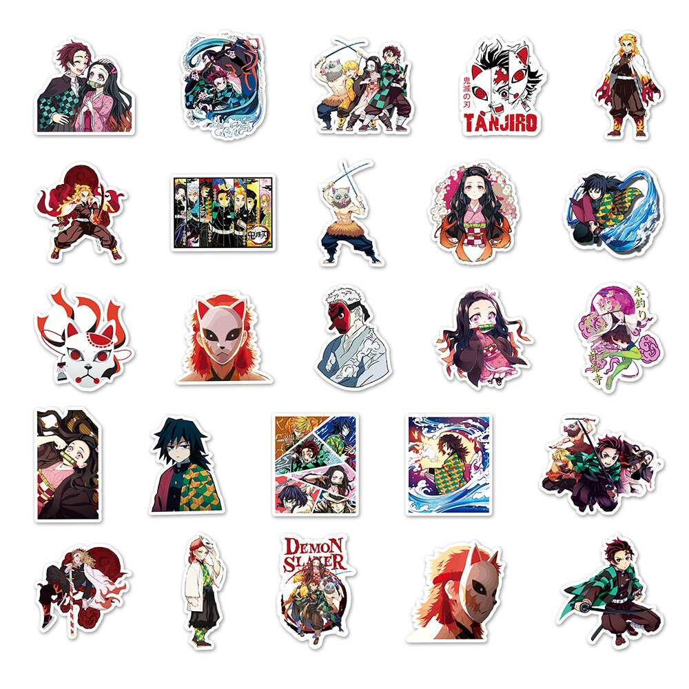 10/30/50PCS Cool Demon Slayer Anime Stickers Waterproof PVC Decal Phone Luggage Fridge Helmet Sticker Gift Classic Toy Wholesale