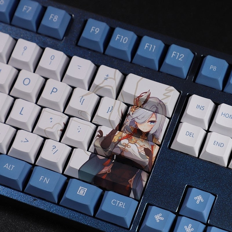 1 Set PBT Dye Subbed Keycaps Two Dimensional Anime Gaming Key Caps Cherry Profile Keycap For Genshin Impact Kaedehara Kazuha