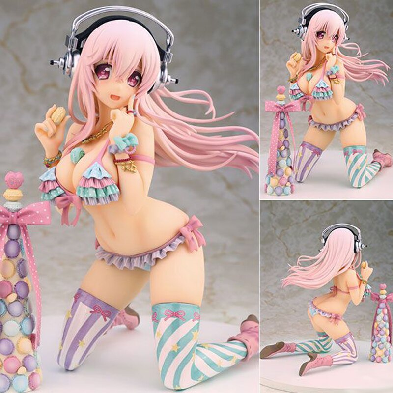 Japan SUPERSONICO Anime Figure Sexy Swimsuit Colorful Candy Kawaii Doll Kneeling PVC 13CM Desktop Collection Decorative Gift Toy