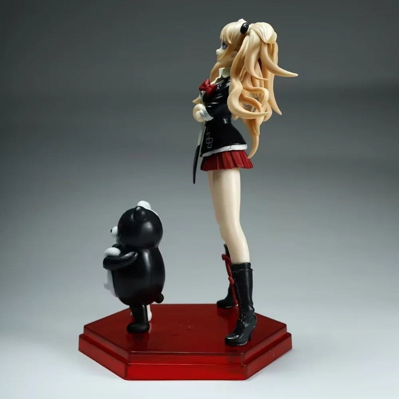 Anime Danganronpa Figure Enoshima Junko Standing Anime Action Figure Sexy Girls Figure With Bear PVC Model Childrens Toys Gifts