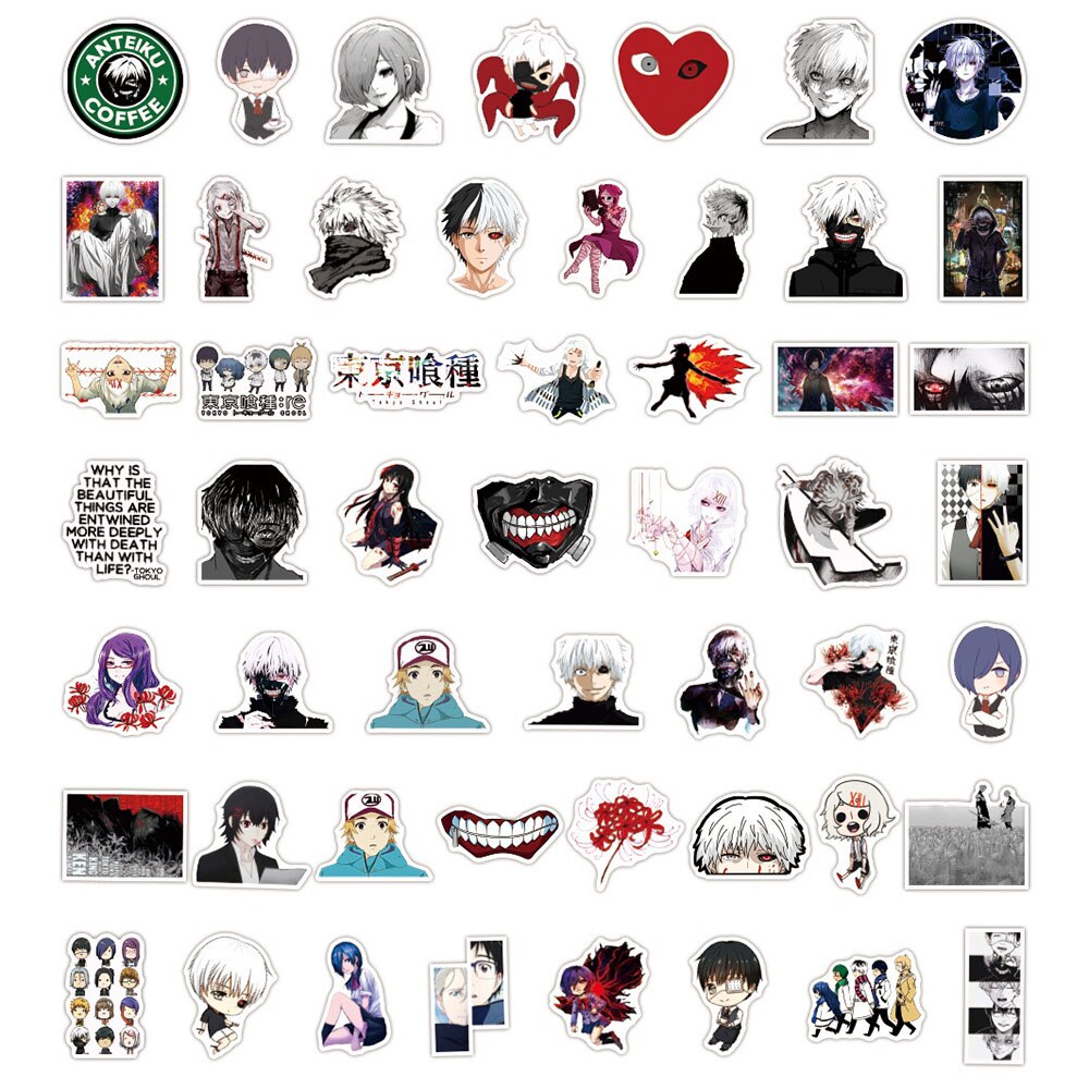 10/30/50/100PCS Cool Anime Tokyo Ghoul Stickers DIY Laptop Phone Suitcase Motorcycle Car Sticker Graffiti Decals Kids Toy Gift