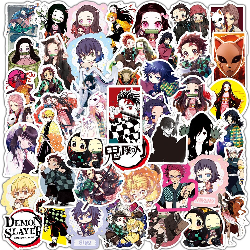 10/30/50PCS Demon Slayer Stickers Anime Decals Classic Toy Gift DIY Notebook Skateboard Laptop Wall Car Cartoon Sticker for Kids