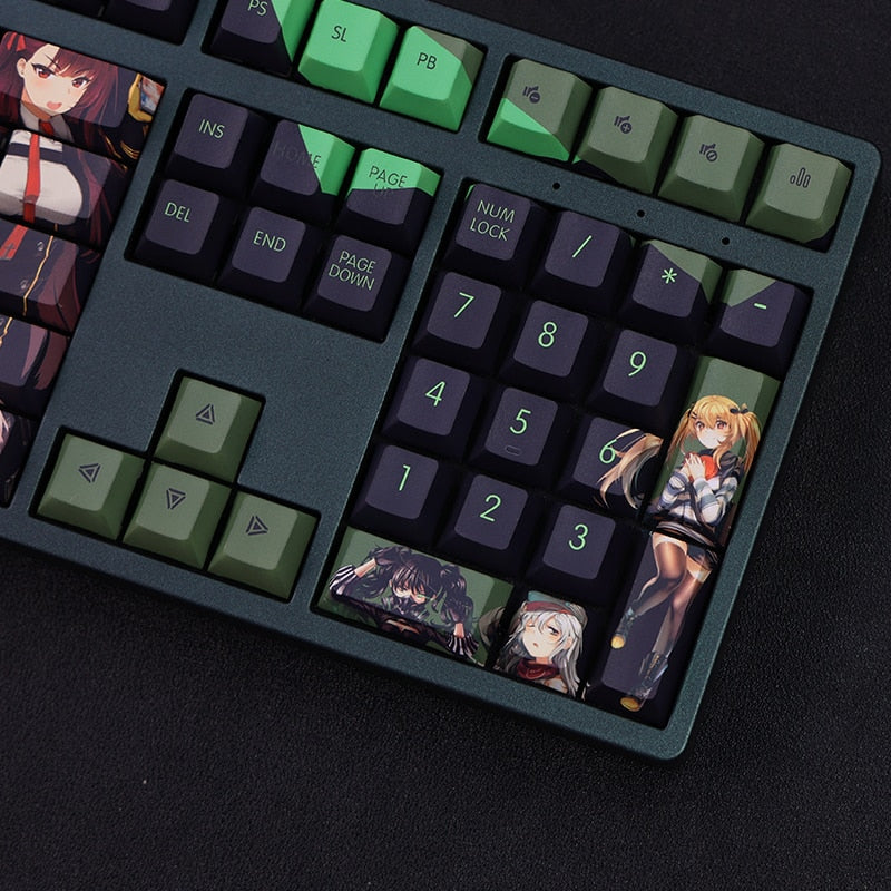 108 Keys/set PBT Dye Subbed Keycaps 2 Dimensional Cartoon Anime Gaming Key Caps Cherry Profile Keycap For Girls Frontline