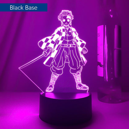 Kimetsu No Yaiba Tanjiro Kamado Figure Led Night Light for Kids Bedroom Decor Nightlight Child Desk 3d Lamp Demon Slayer Gift