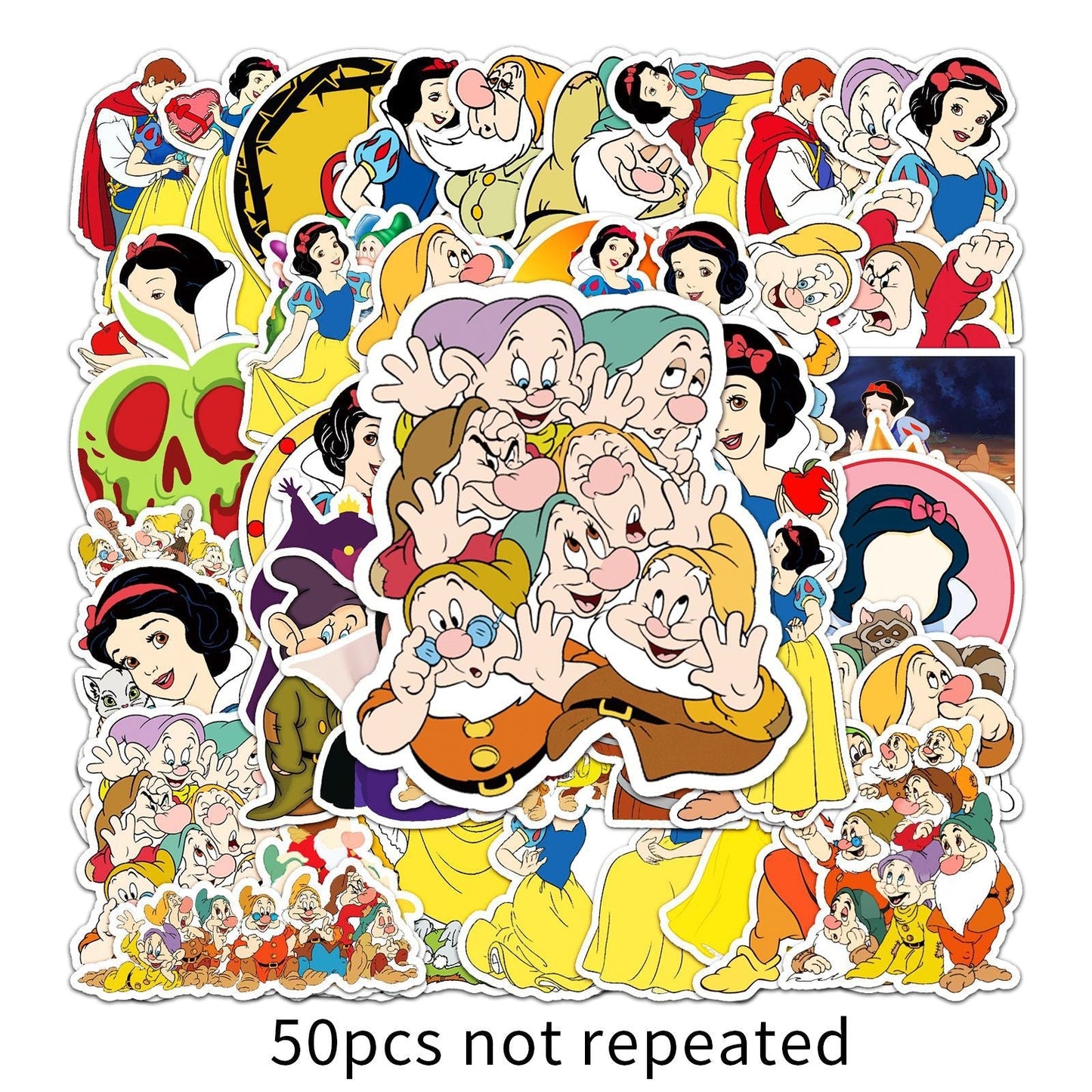 10/30/50pcs Anime Disney Cartoon Snow White and the Seven Dwarfs Graffiti Stickers Decals Scrapbook Laptop Sticker for Kids Toys