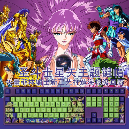 1 Set PBT Dye Subbed Keycaps 2 Dimensional Cartoon Anime Gaming Key Caps Cherry Profile Keycap For Saint Seiya