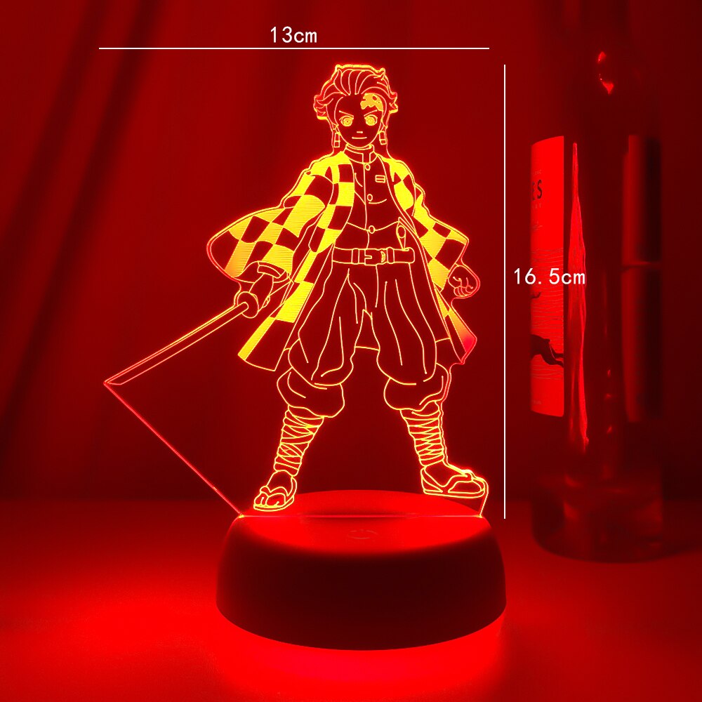 Kimetsu No Yaiba Tanjiro Kamado Figure Led Night Light for Kids Bedroom Decor Nightlight Child Desk 3d Lamp Demon Slayer Gift