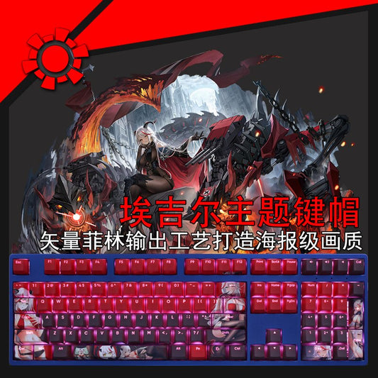 108 Keys/set Azur Lane KMS Agir Keycap PBT Dye Sub Backlit KeycapsCartoon Anime Gaming Key Caps For ANSI 61 87 104 108 Keyboards