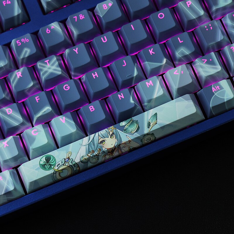 108 Keys PBT Dye Subbed Keycaps Cartoon Anime Gaming Key Caps Cherry Profile Backlit Keycap For Genshin Impact Faruzan