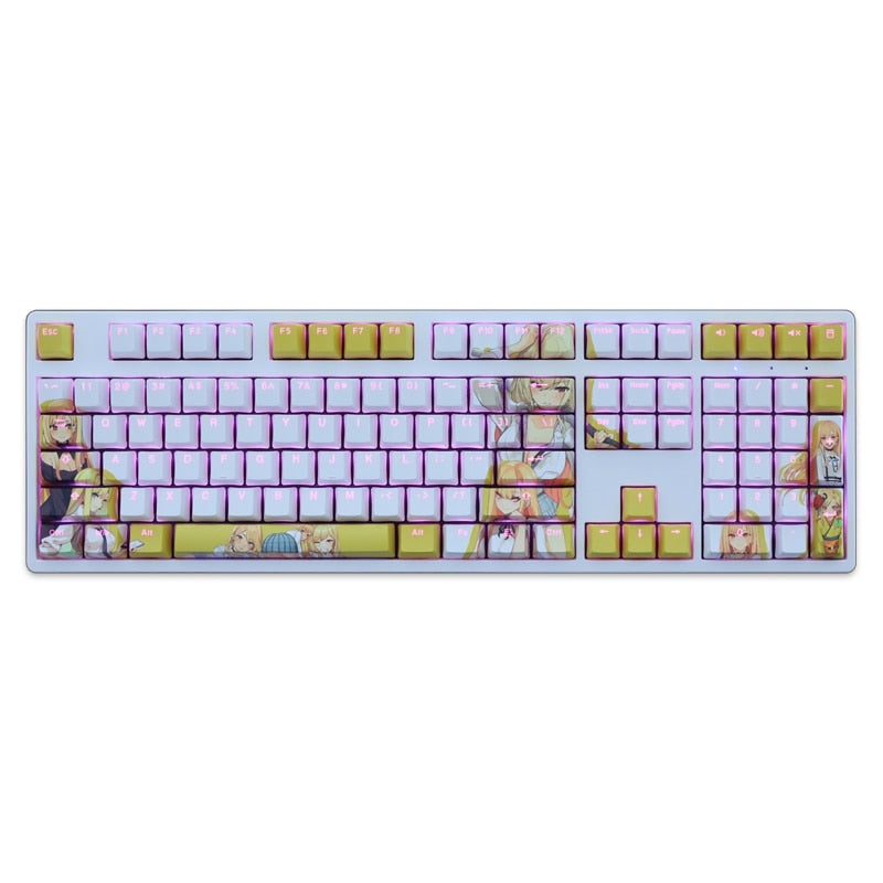 108 Keys PBT Dye Subbed Keycaps Cartoon Anime Gaming Key Caps OEM Profile Backlit Keycap For My Dress-Up Darling Kitagawa Marin