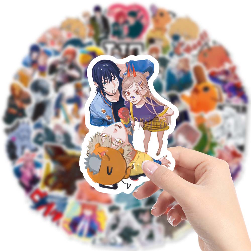 50 Pcs Chainsaw Man Anime stickers | Cartoon Anime Graffiti Sticker Decoration DIY Waterproof Decal