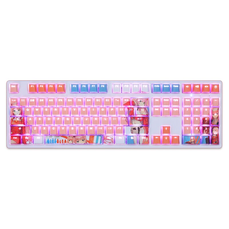 108 Keys PBT Dye Subbed Keycaps 2 Dimensional Cartoon Anime Gaming Key Caps OEM Profile Backlit Keycap For Darling in the Franxx