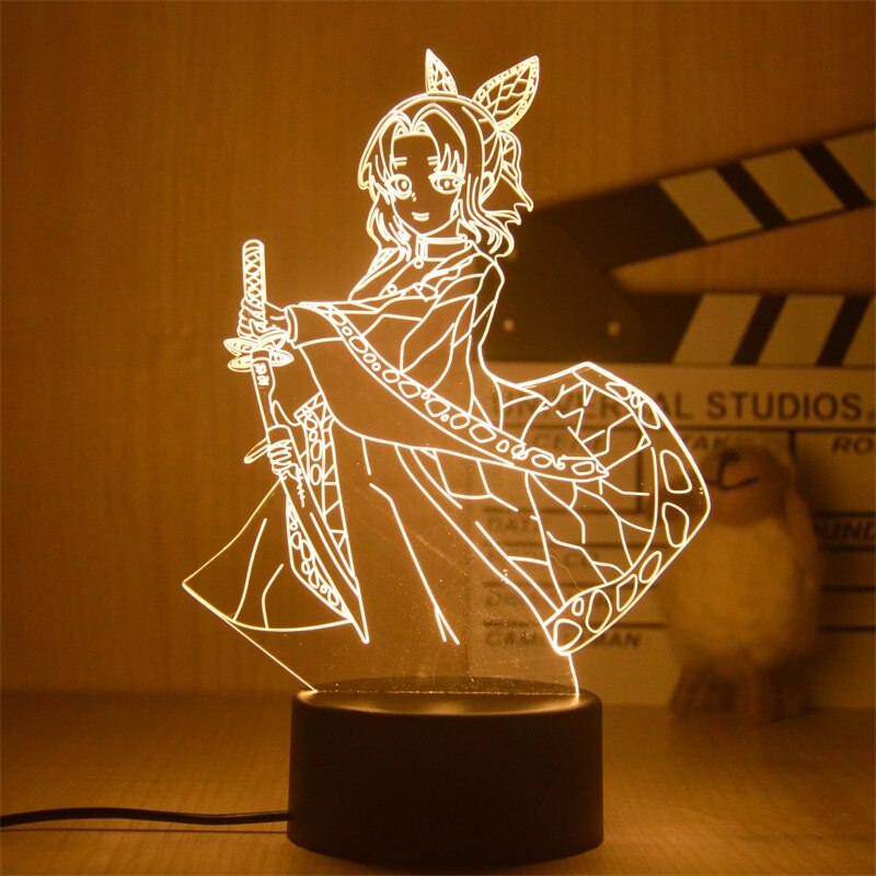 Anime Demon Slayer Figure 3D LED Night Light Kocho Kanae Figures Lamp for Bedroom Decor Child Kids Birthday Gift Warm light