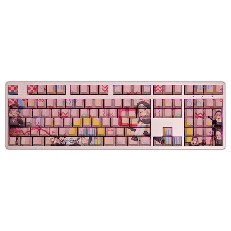 1 Set Blue Archive Shimoe Koharu Keycap PBT Dye Subbed Backlit Keycaps Anime Key Caps For 61 87 104 108 Layout Cherry Profile