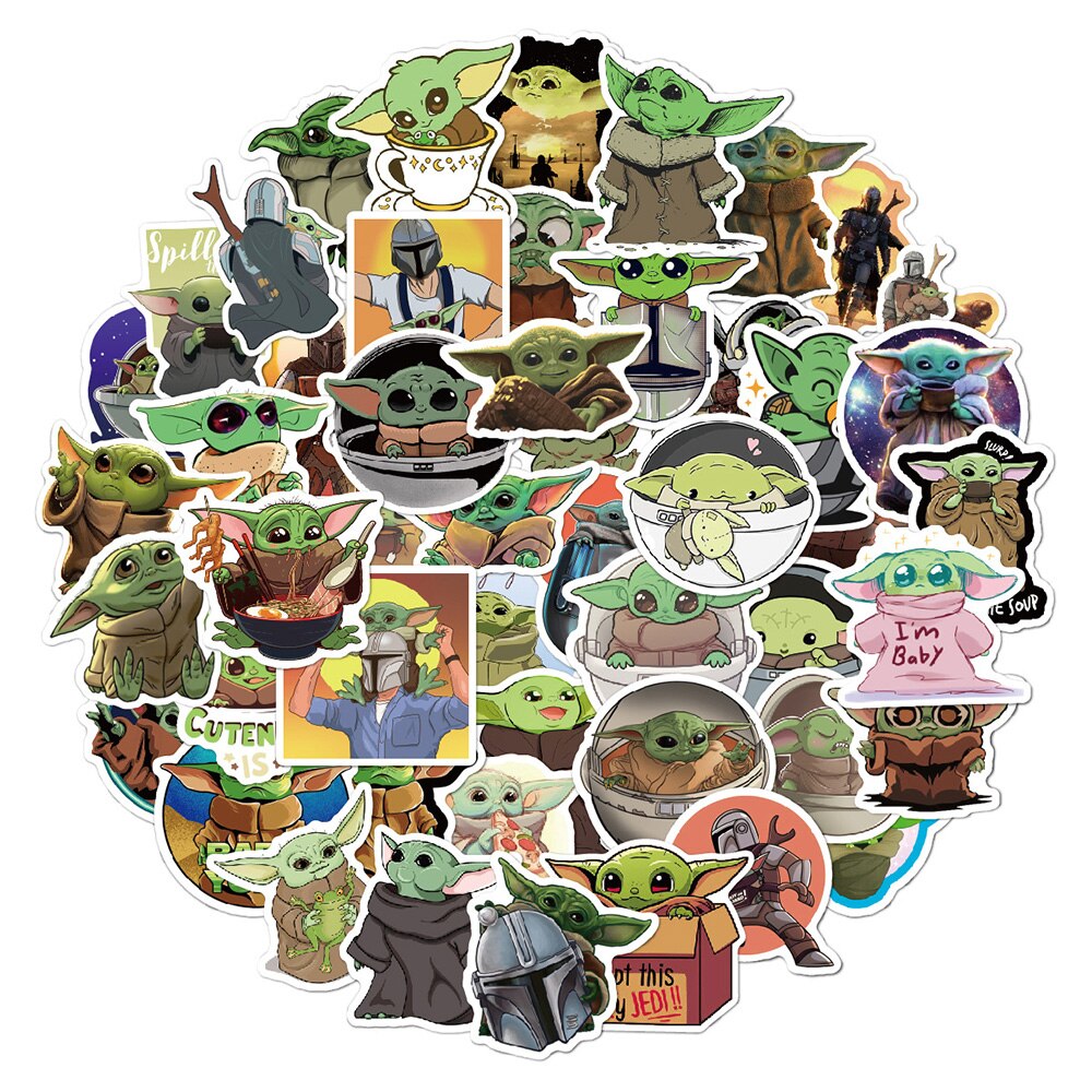 10/30/50pcs Disney Star Wars Baby Yoda Stickers Decal DIY Laptop Phone Case Luggage Waterproof Cute Cartoon Sticker Kids Toys