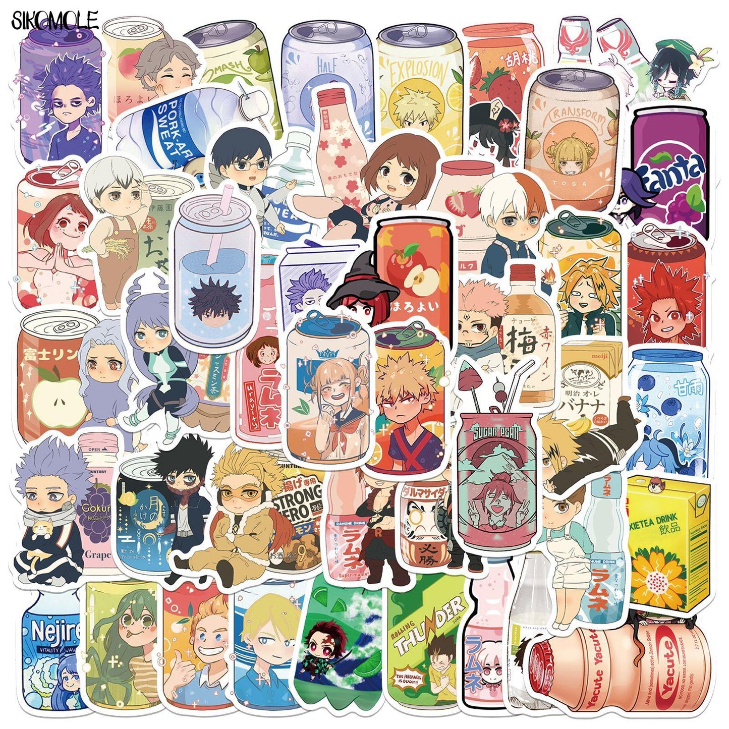 10/30/50PCS Mix Anime Drinks Characters Stickers Cartoon Beverage Bottle DIY Toy Guitar Motor Luggage Decals Graffiti Sticker F5