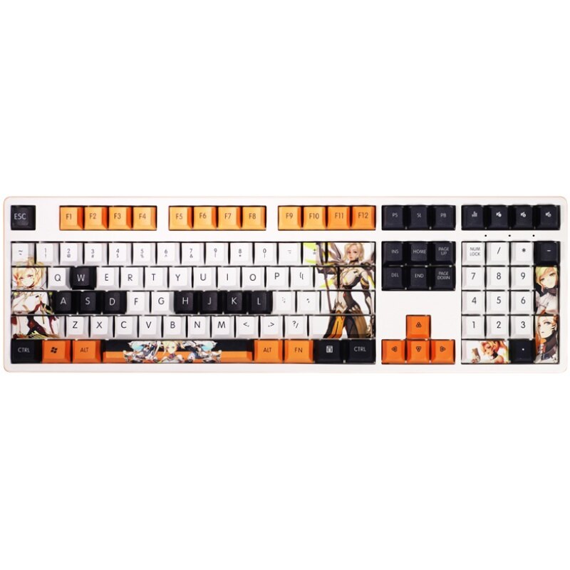 108 Keys PBT 5 Sides Dye Subbed Keycaps Cartoon Anime Gaming Key Caps Cherry Profile OW Mercy Keycap For ANSI 61 87 104 108