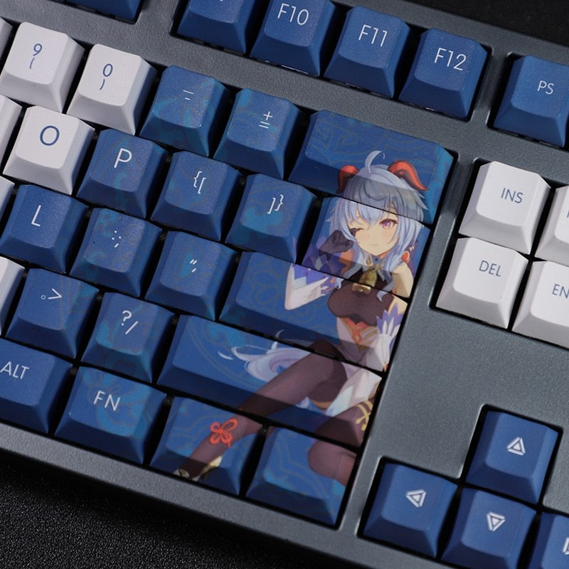 108 Keys/set 5 Sides PBT Dye Subbed Keycaps Cartoon Anime Gaming Key Caps Cherry Profile Keycap For Genshin Impact Ganyu